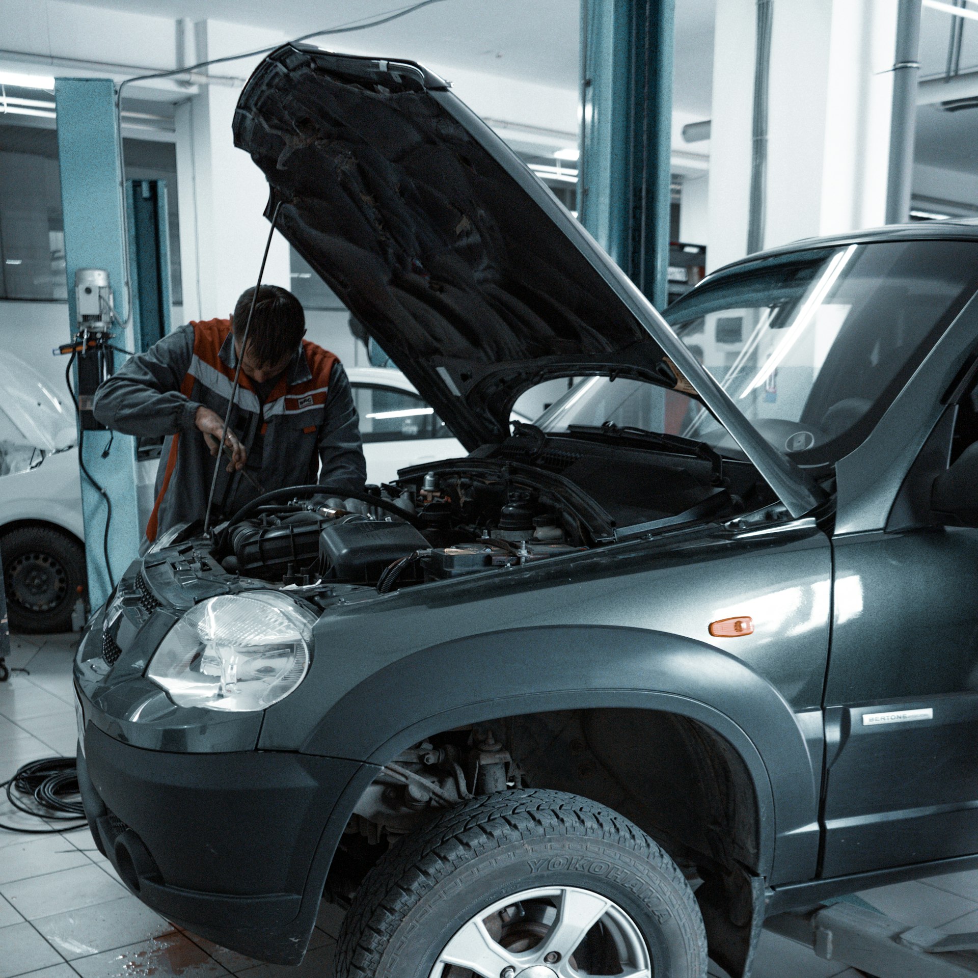 Mechanics servicing a truck at Duramax Transmissions in Salem, Oregon